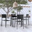 vidaXL 5PC Powder-Coated Steel Garden Dining Set in Black