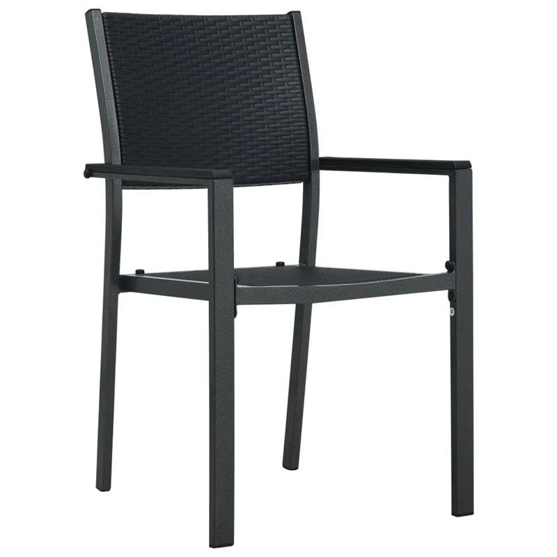 vidaXL 5PC Powder-Coated Steel Garden Dining Set in Black