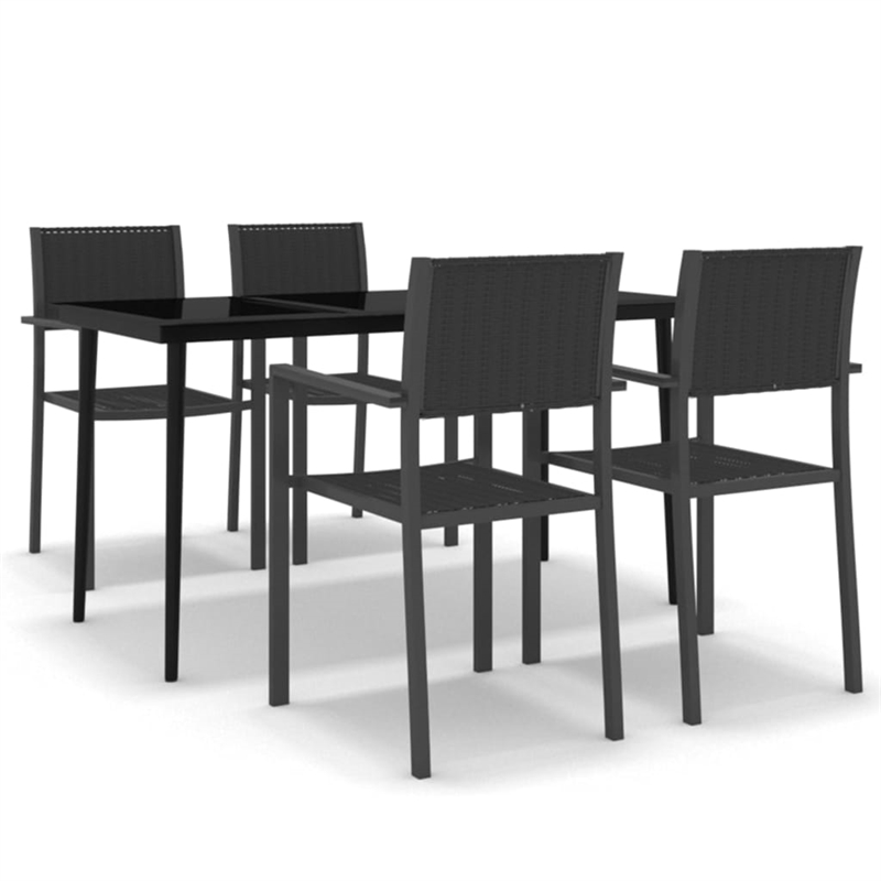 vidaXL Powder-Coated Steel Garden Dining Set in Black