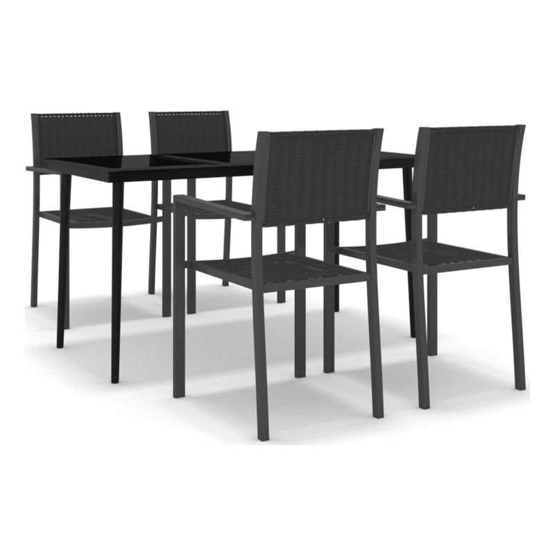 vidaXL Powder-Coated Steel Garden Dining Set in Black