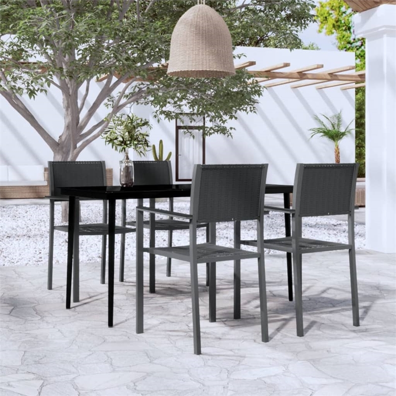 vidaXL Powder-Coated Steel Garden Dining Set in Black