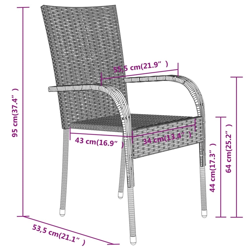 vidaXL Garden Dining Set in Gray and Black
