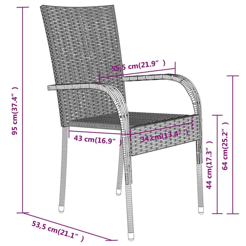 vidaXL Garden Dining Set in Brown and Black