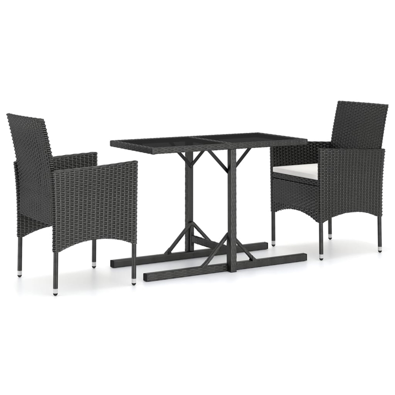 vidaXL Garden Dining Set in Black/Cream White Cushion