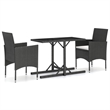 vidaXL Garden Dining Set in Black/Cream White Cushion