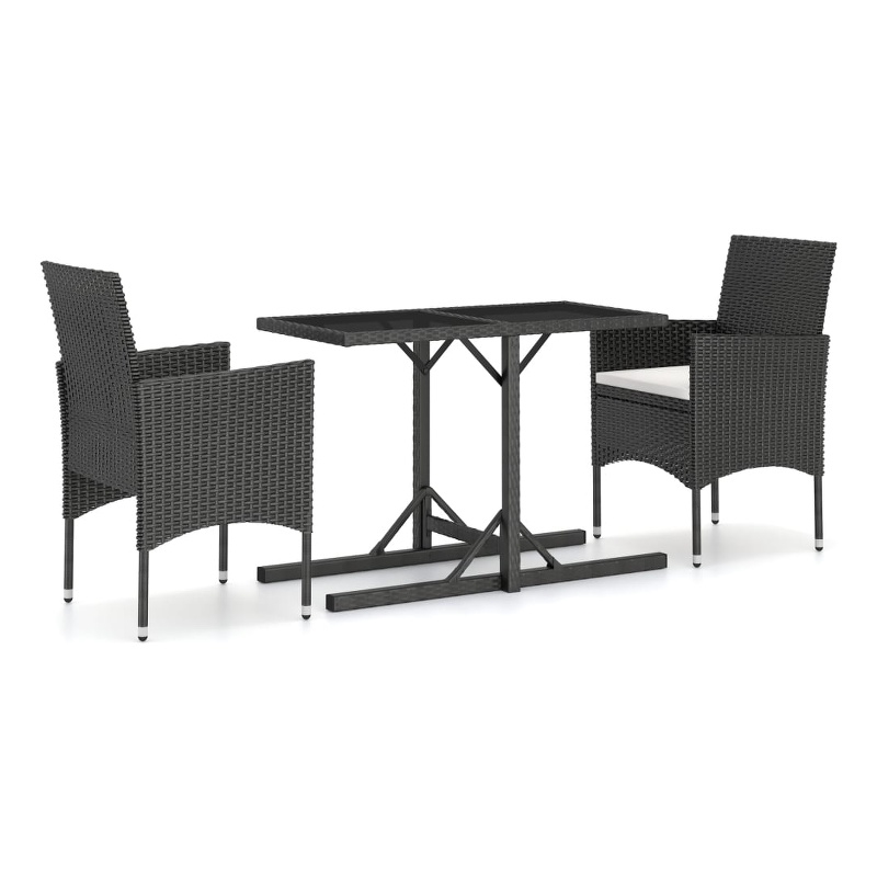 vidaXL Garden Dining Set in Black/Cream White Cushion