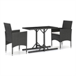 vidaXL Garden Dining Set in Black/Cream White Cushion
