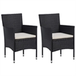 vidaXL Garden Dining Set in Black/Cream White Cushion