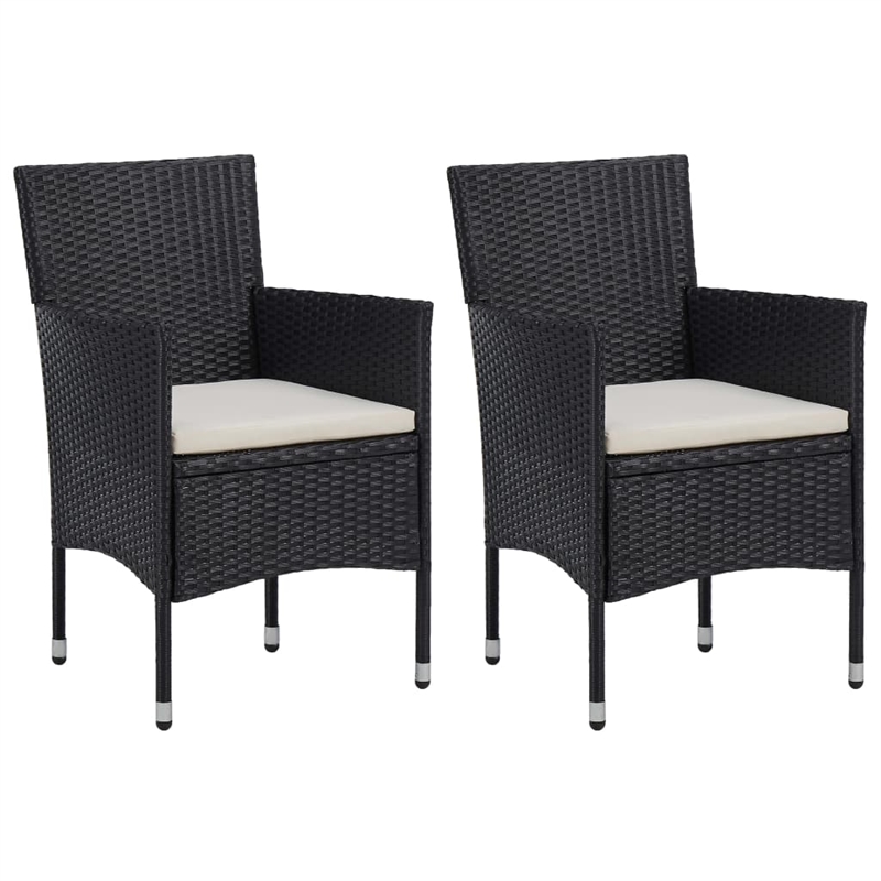 vidaXL Garden Dining Set in Black/Cream White Cushion