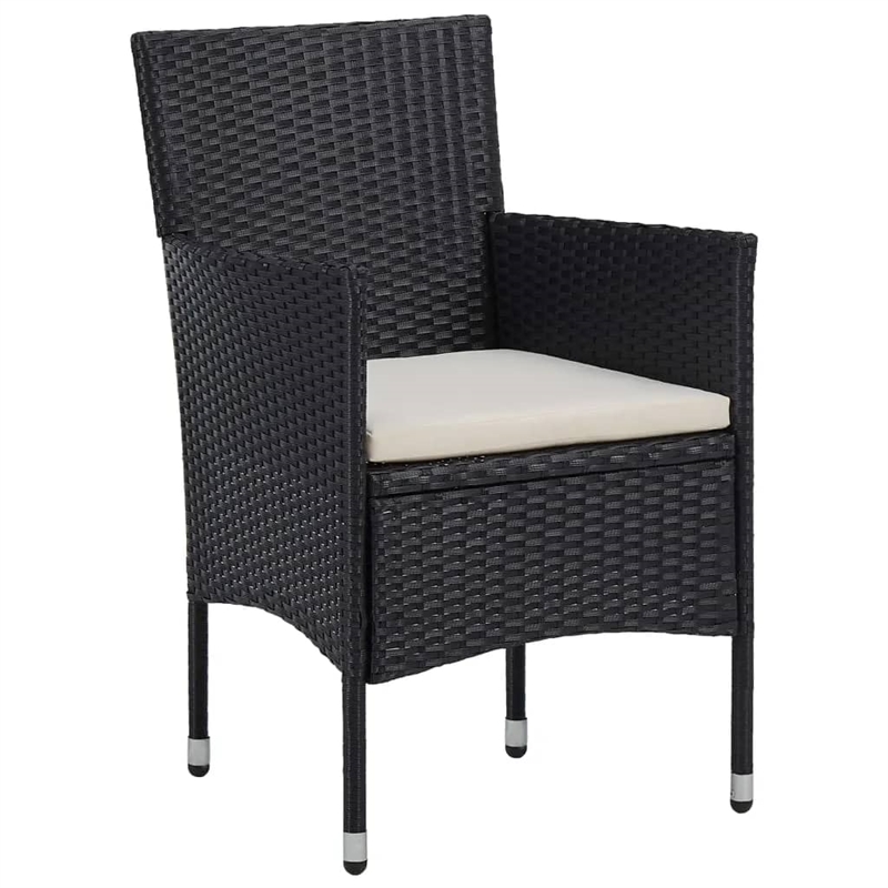 vidaXL Garden Dining Set in Black/Cream White Cushion