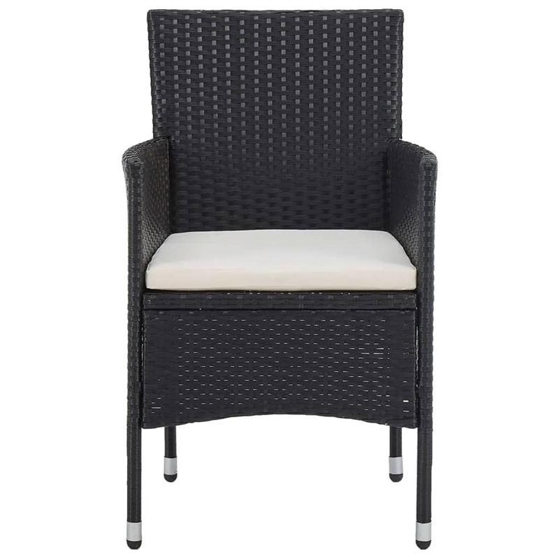 vidaXL Garden Dining Set in Black/Cream White Cushion