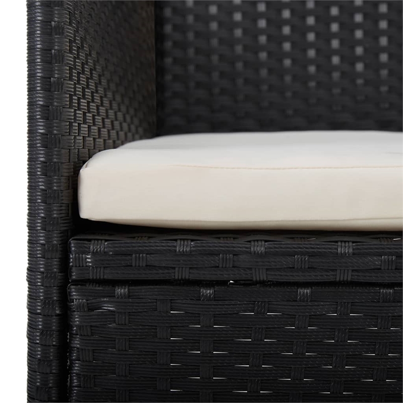 vidaXL Garden Dining Set in Black/Cream White Cushion