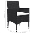 vidaXL Garden Dining Set in Black/Cream White Cushion