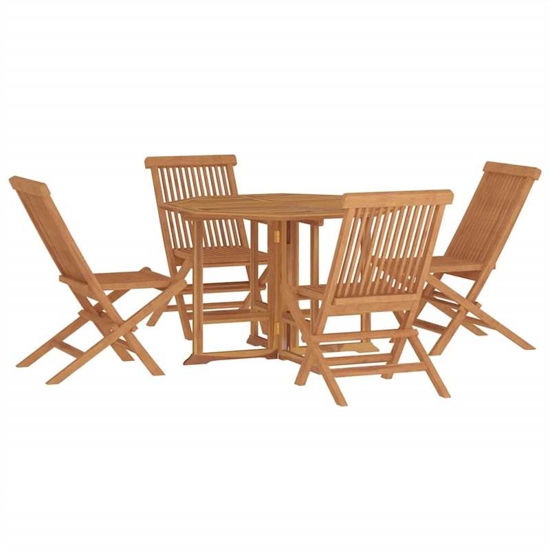 vidaXL Solid Teak Wood Compact Foldable Outdoor Dining Set in Brown