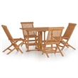 vidaXL Solid Teak Wood Medium Foldable Outdoor Dining Set Natural/Brown