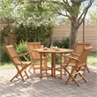 vidaXL Solid Teak Wood Medium Foldable Outdoor Dining Set Natural/Brown