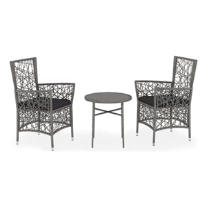 vidaXL PE Rattan Medium Durable Garden Dining Set in Gray