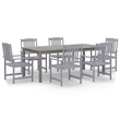 vidaXL Solid Acacia Wood Seven Piece Set Durable Garden Dining Set in Gray