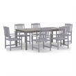 vidaXL Solid Acacia Wood Seven Piece Set Durable Garden Dining Set in Gray