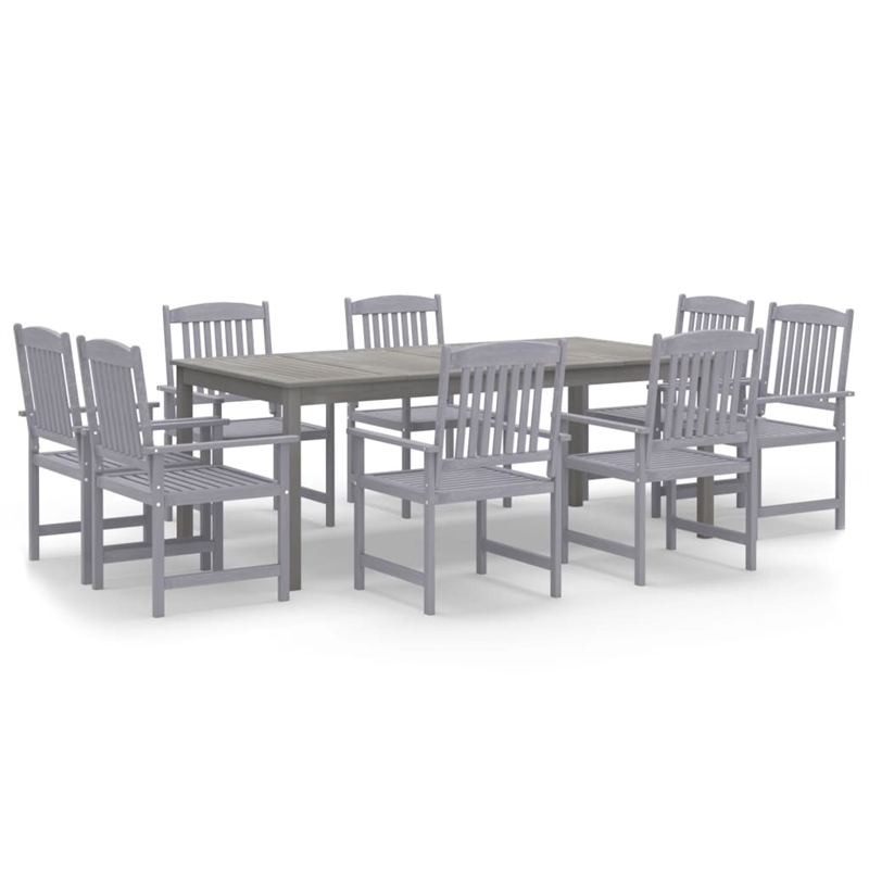 vidaXL Solid Acacia Wood Garden Dining Set in Gray