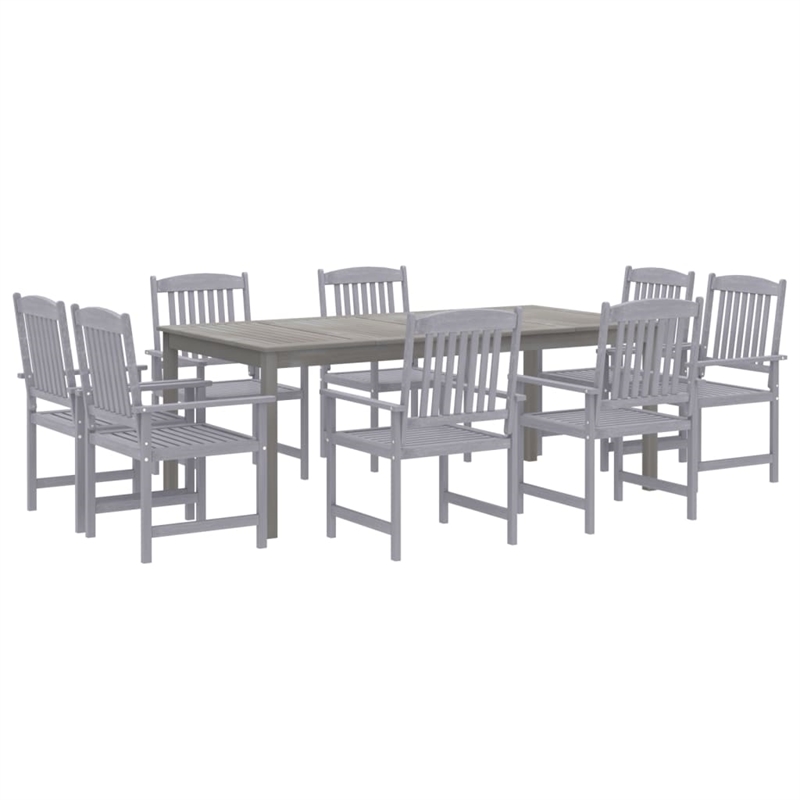vidaXL Solid Acacia Wood Garden Dining Set in Gray