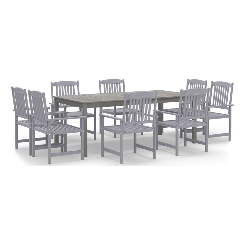 vidaXL Solid Acacia Wood Garden Dining Set in Gray