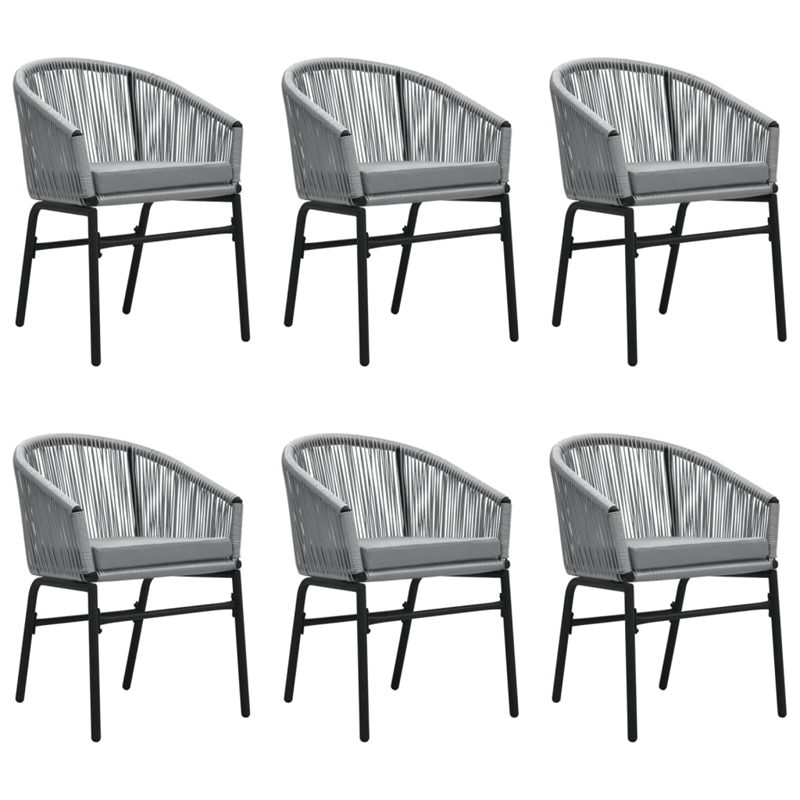 vidaXL Powder-Coated Steel 7 Piece Set Durable Garden Dining Set in Black