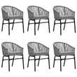 vidaXL Powder-Coated Steel 7 Piece Set Durable Garden Dining Set in Black