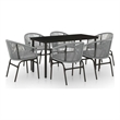 vidaXL Powder-Coated Steel 7 Piece Set Durable Garden Dining Set in Black
