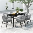 vidaXL Powder-Coated Steel 7 Piece Set Durable Garden Dining Set in Black