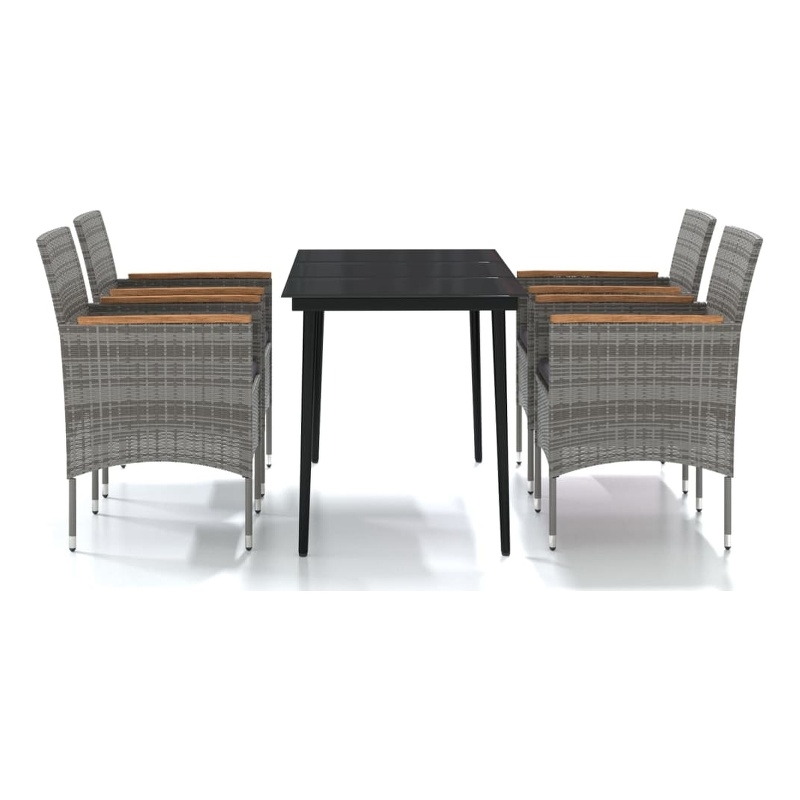 vidaXL Garden Dining Set in Gray and Black