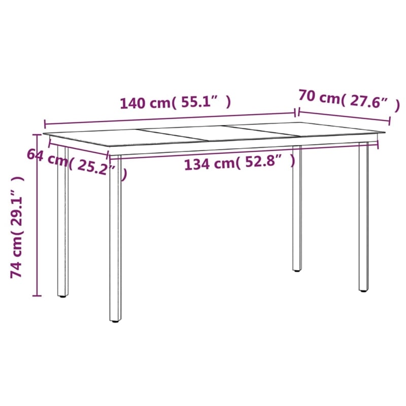 vidaXL Garden Dining Set in Gray and Black