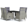 vidaXL PE Rattan Large Ergonomic Garden Dining Set in Gray and Black