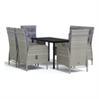 vidaXL PE Rattan Large Ergonomic Garden Dining Set in Gray and Black