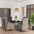 vidaXL PE Rattan Large Ergonomic Garden Dining Set in Gray and Black