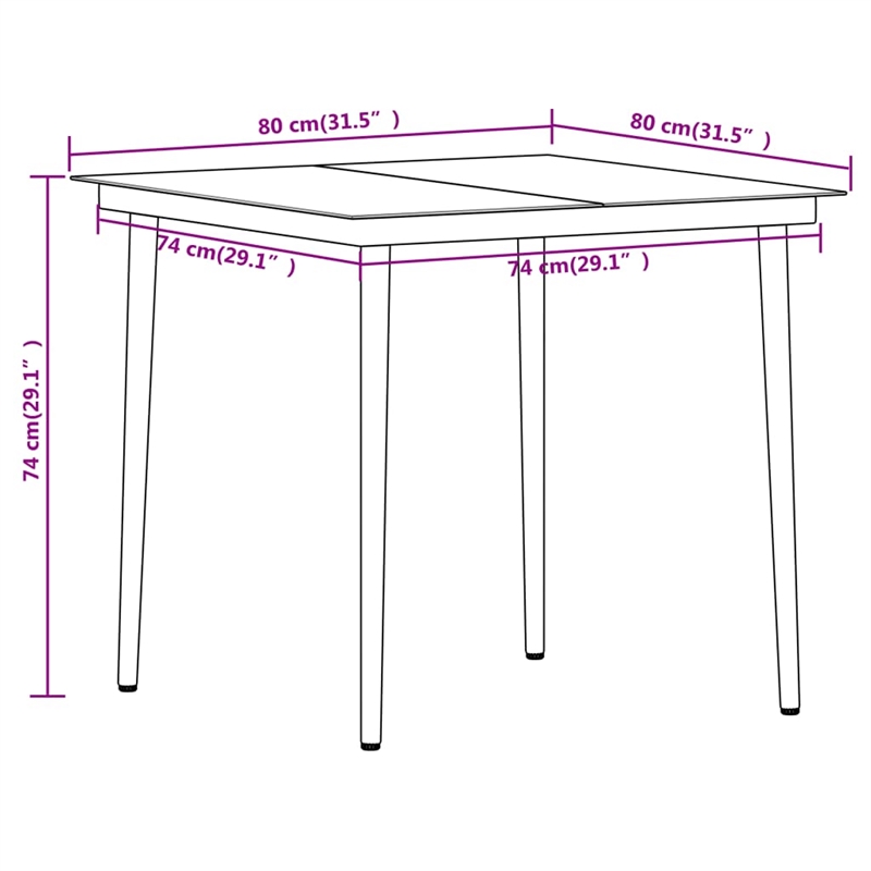 vidaXL Steel Medium Durable Garden Dining Set in Black