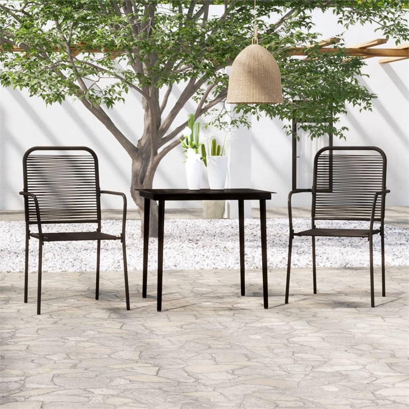 vidaXL Steel Medium Durable Garden Dining Set in Black