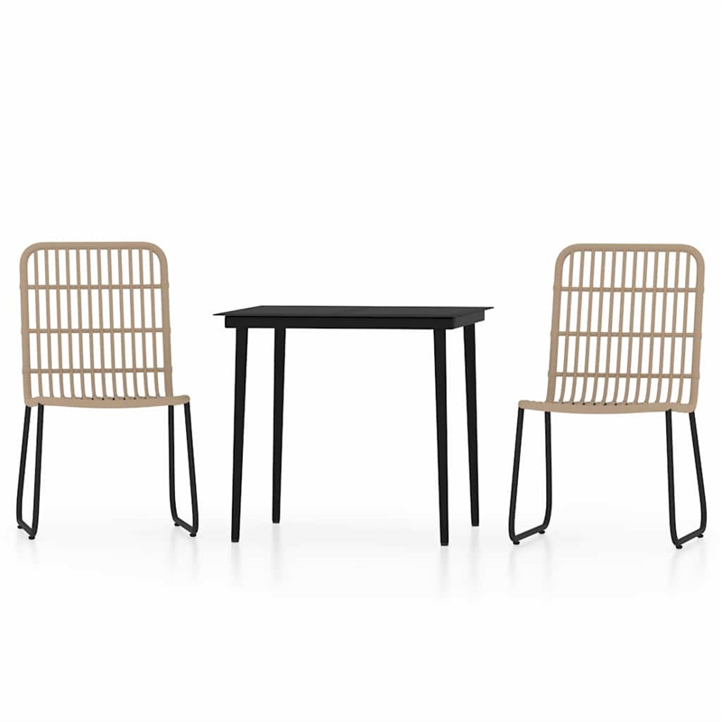 vidaXL Medium Stackable Dining Set in Oak/Black PE Rattan