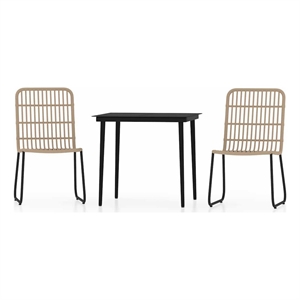 vidaXL Medium Stackable Dining Set in Oak/Black PE Rattan