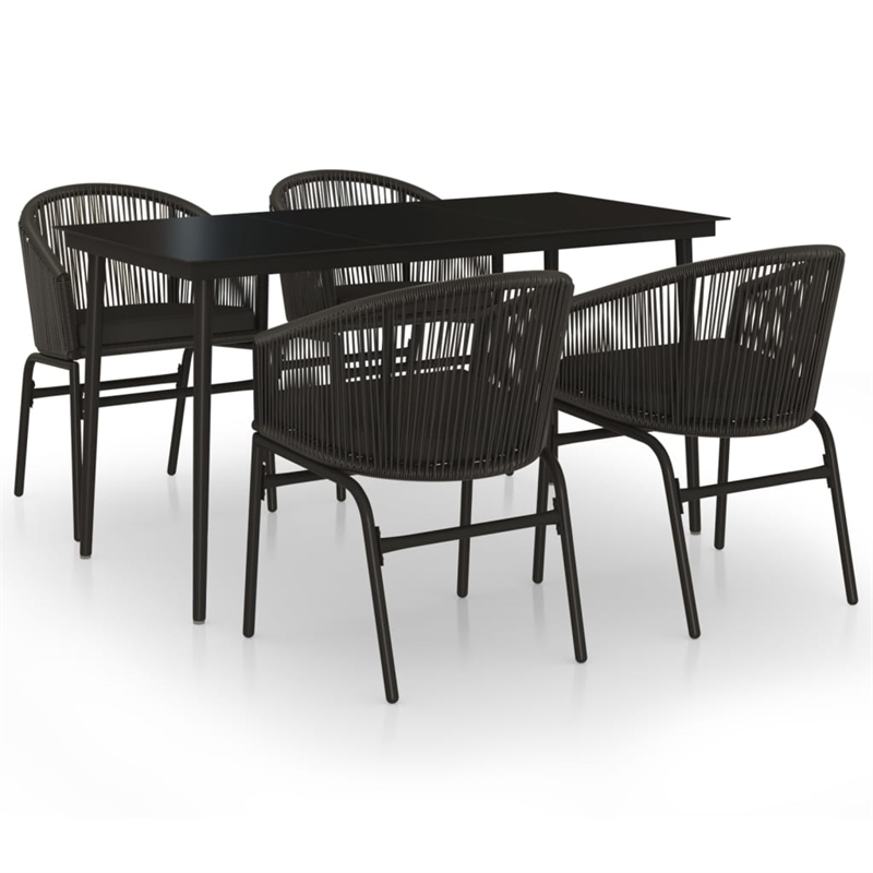vidaXL Powder-Coated Steel Garden Dining Set in Black