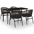 vidaXL Powder-Coated Steel Garden Dining Set in Black