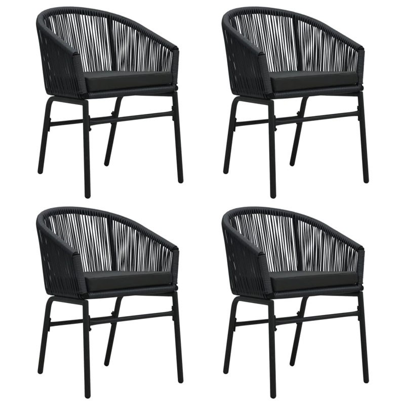 vidaXL Powder-Coated Steel Garden Dining Set in Black