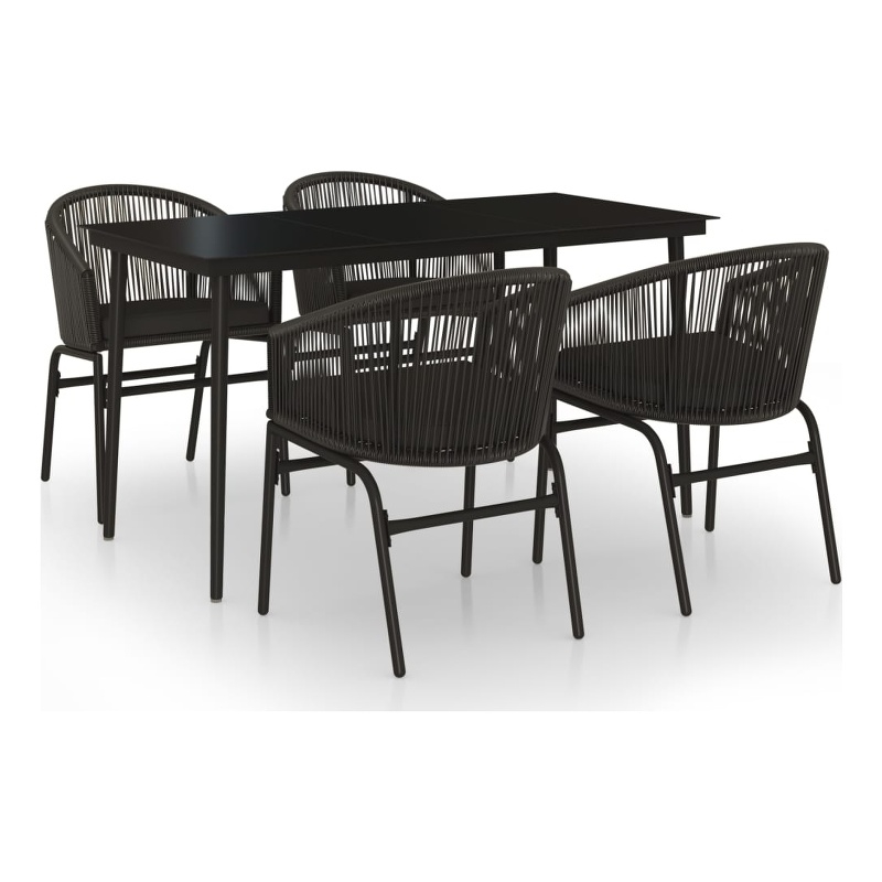 vidaXL Powder-Coated Steel Garden Dining Set in Black