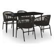 vidaXL Powder-Coated Steel Garden Dining Set in Black