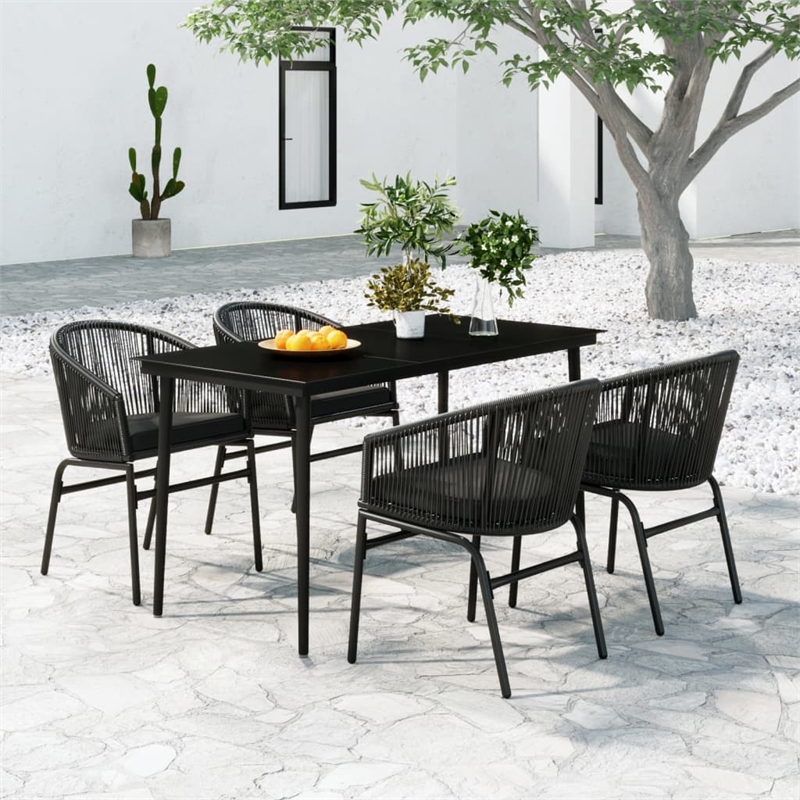 vidaXL Powder-Coated Steel Garden Dining Set in Black