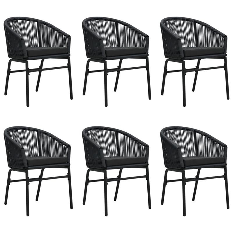 vidaXL Powder-Coated Steel 7 Piece Set Durable Garden Dining Set in Black