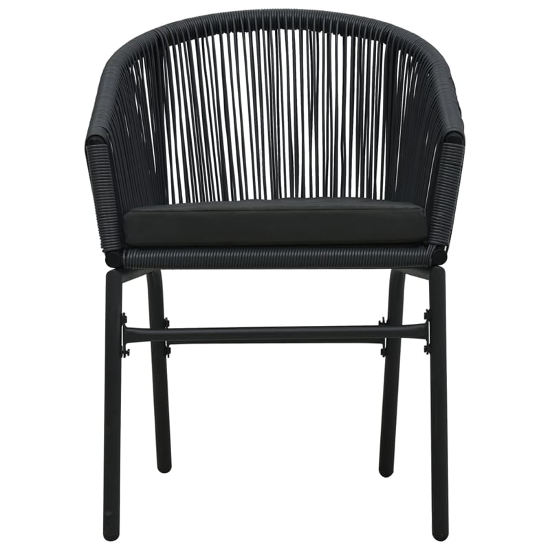 vidaXL Powder-Coated Steel 7 Piece Set Durable Garden Dining Set in Black