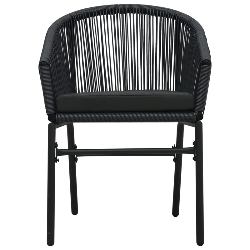 vidaXL Powder-Coated Steel 7 Piece Set Durable Garden Dining Set in Black