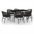 vidaXL Powder-Coated Steel 7 Piece Set Durable Garden Dining Set in Black