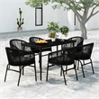 vidaXL Powder-Coated Steel 7 Piece Set Durable Garden Dining Set in Black